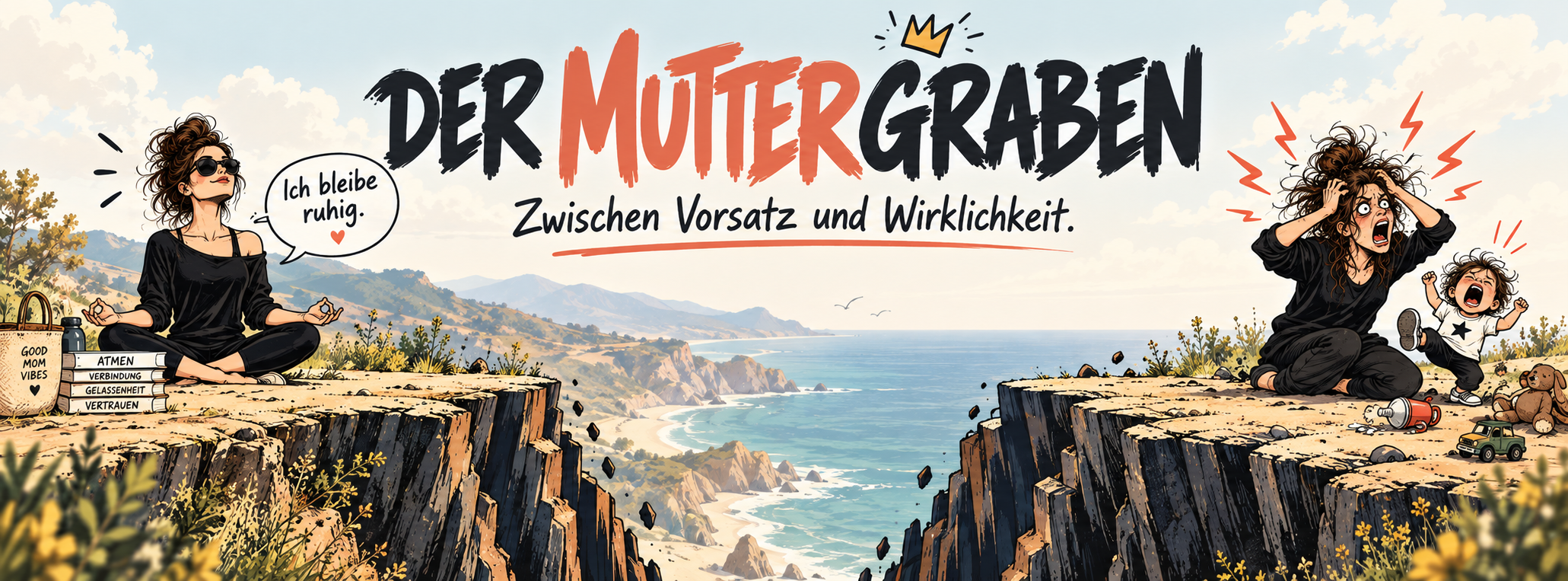 Mutter möchte ruhig bleiben und wird in einer kleinen Alltagssituation trotzdem ihrem Kind gegenüber trotzdem laut